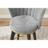 MYINDA 26''H Counter Height Bar Stool Set of 2, 360° Swivel Upholstered Bar Stool with Backrest, Goldy Footrest,Gray - 4 of 4