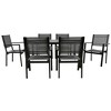 7-Piece Outdoor Patio Steel Dining Set with Rectangular Table and 6 Textile Armchairs - 3 of 4