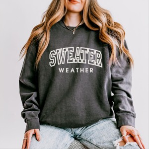 Simply Sage Market Embroidered Sweater Weather Lightweight Garment Dyed Sweatshirt - 1 of 4