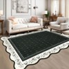 Washable Scalloped Living Room Bedroom Rugs, Indoor Modern Non Slip Dining Room Rugs, Low Pile Floral Print Throw Carpet for Home Decor - 4 of 4