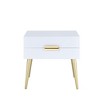 Royal Hampton Square End Table with Drawers, White & Gold - 3 of 4