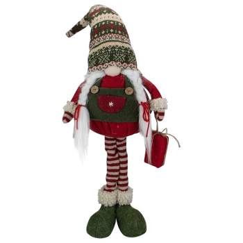 Northlight 28" Red and Green Fair Isle Standing Gnome Girl Christmas Figure