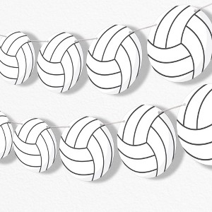 Big Dot of Happiness Volleyball Garland Banner, Sports Birthday Party or Baby Shower Decorations Banner, 30 Feet of Cord, 15 Double-Sided White - 1 of 4