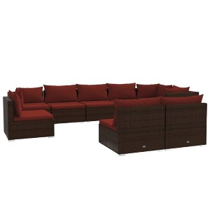 vidaXL Garden Lounge Set Brown PE rattan, powder-coated steel, plastic - 1 of 4