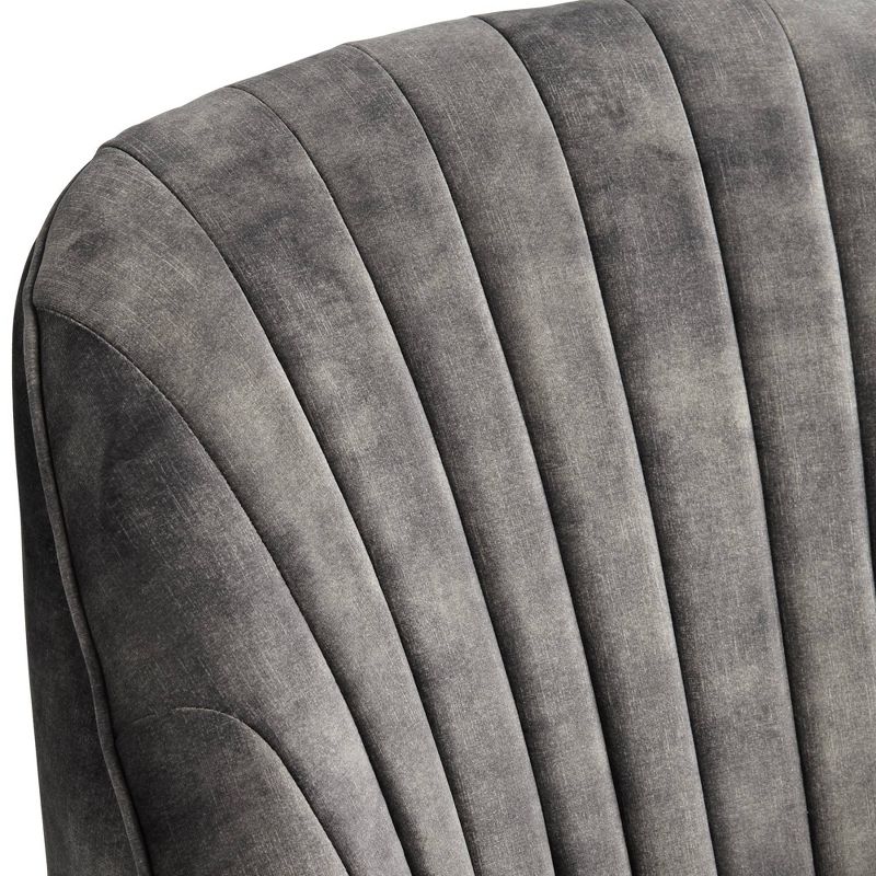 55 Downing Street Austen Charcoal Gray Velvet Tufted Armchair with Pillow, 4 of 10