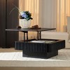Modern 35" Wood Lift Top Coffee Table with Hidden Storage, Square Drum MDF Wood Veneer Coffee Table for Living Room Bedroom - Coolbibila - 2 of 4