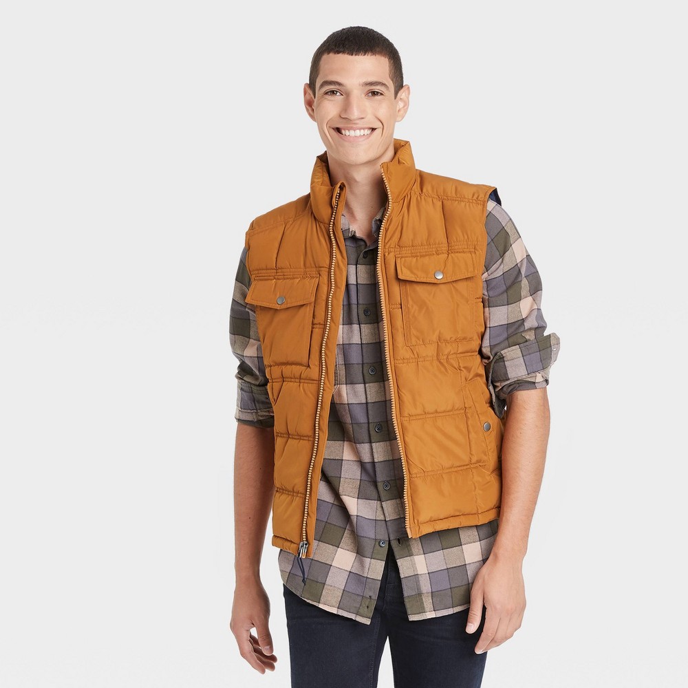 Men's Midweight Puffer Vest - Goodfellow & Co Orange L