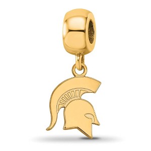 Black Bow Jewelry 14k Yellow Gold Plated Sterling Silver Michigan State Spartans NCAA Bead Charm - 1 of 4