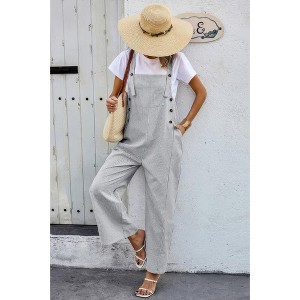 I AM A FASHION JUNKY Solid Square Neck Button Trim Pockets Jumpsuit - 1 of 4