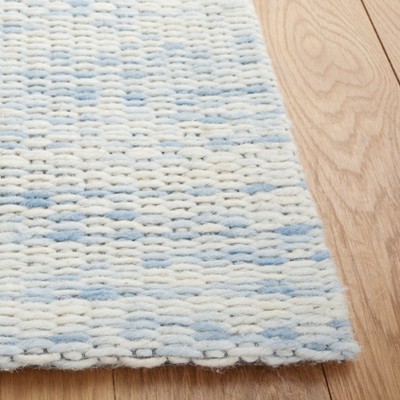 Marbella Blue and Ivory Hand Woven Wool Area Rug, 6' x 6'