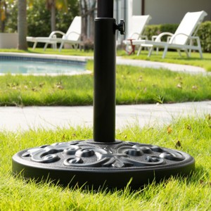 concrete patio umbrella base Pellebant 45lbs Round Patio Umbrella Base Concrete-Filled Outdoor Umbrella  Stand Floral Pattern : Target