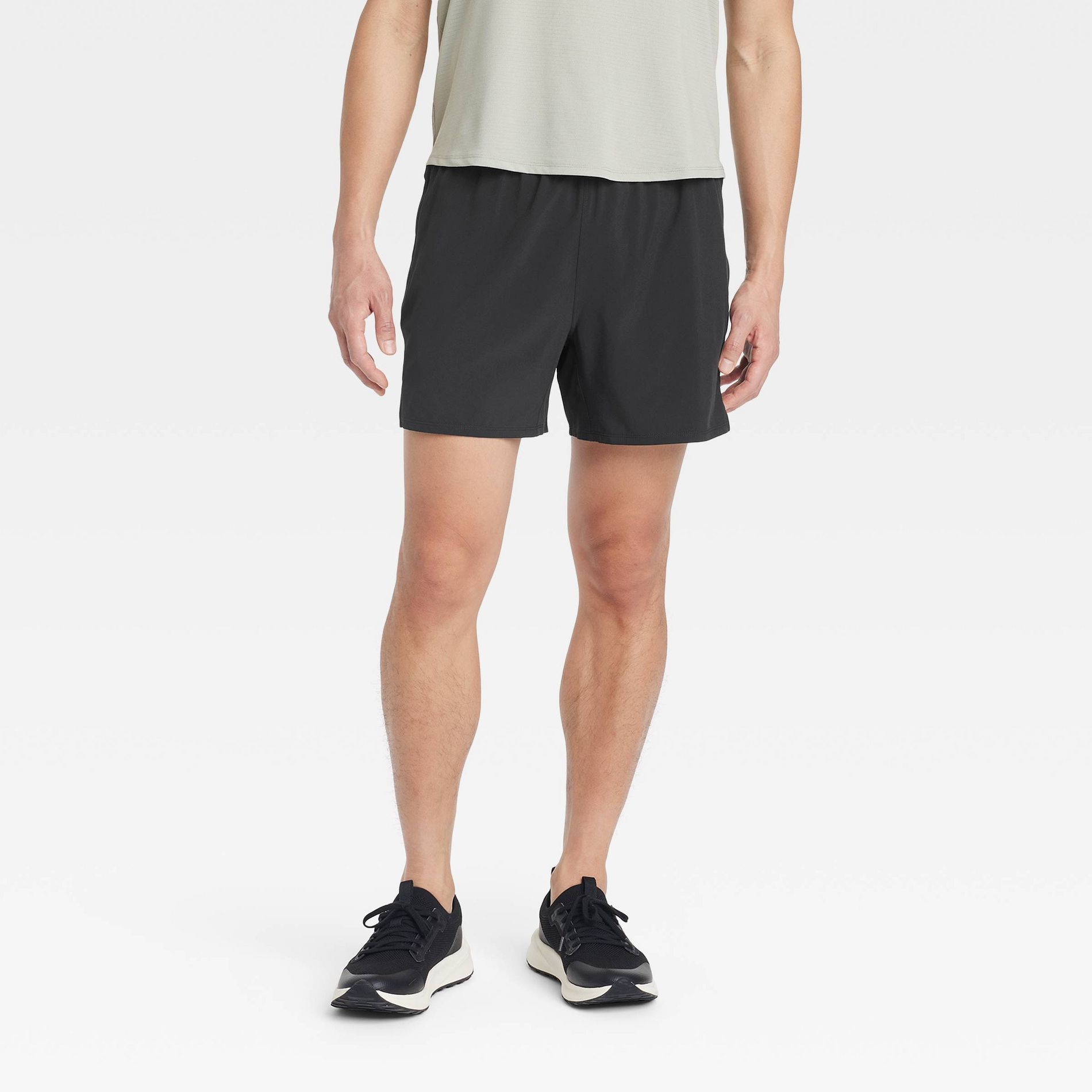Men's Active Light Unlined Run Shorts 5" - All In Motion™  Black L: Moisture Wicking, Quick Dry, 4-Way Stretch