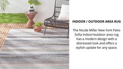 Nicole Miller Navy Blue Distressed Medallion Indoor/Outdoor Rug