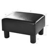 Costway Small Ottoman Footrest PU Leather Footstool Rectangular Seat Stool Black - 2 of 4