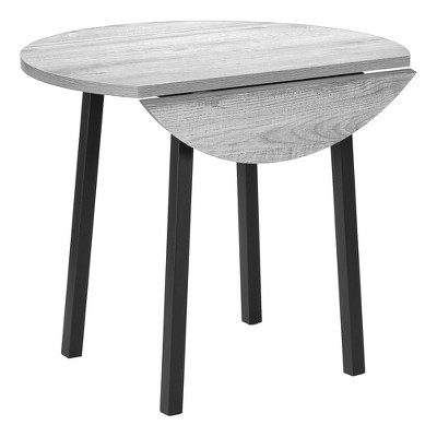 35" Gray Laminate Drop Leaf Dining Table Set with Black Metal Chairs