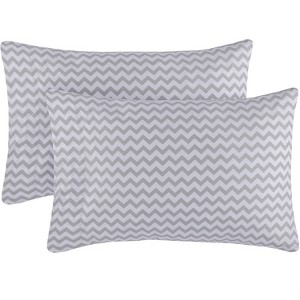 Mellanni 1800 Pillowcase Set 2 pc Set of 2 King Size Chevron Gray - 1 of 4