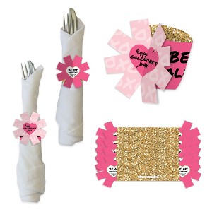 Big Dot of Happiness Be My Galentine - Galentine's & Valentine's Day Party Paper Napkin Holder - Napkin Rings - Set of 24 - 1 of 4