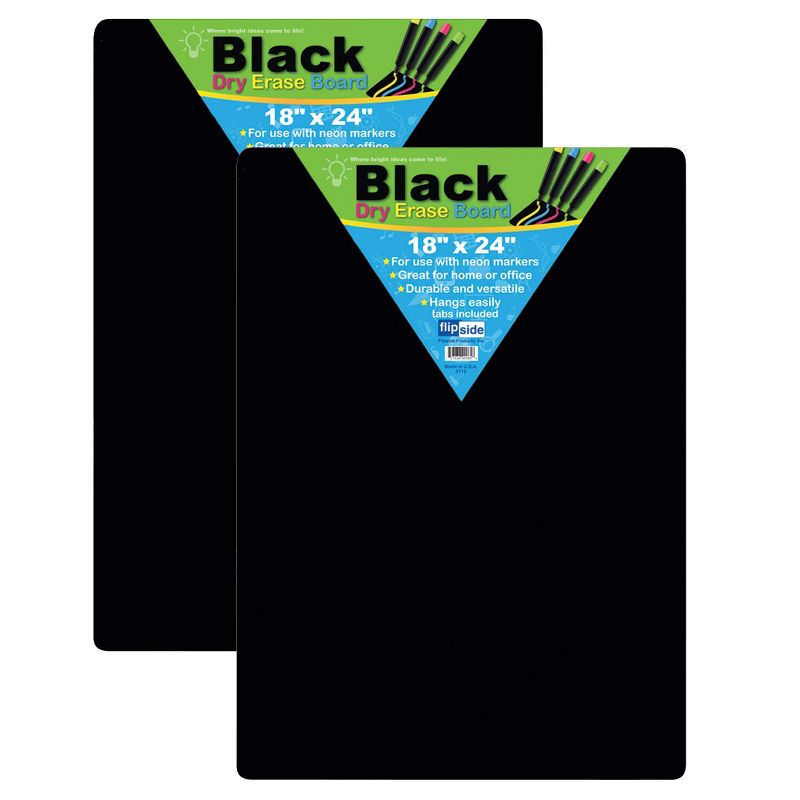 Flipside Products Black Dry Erase Board, 18" x 24", Pack of 2, 1 of 3
