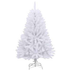 vidaXL Modern Artificial Hinged Christmas Tree with Stand - Lifelike PVC Tips, Sturdy Metal Stand, Easy to Assemble, Reusable, White - 47.2 in Height - 1 of 4