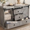 Farmhouse 4 Drawer Dresser for Bedroom, 45" Wood Dressers with Sliding Barn Doors, TV Stand with Large Drawers & Bar Handles - 4 of 4