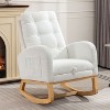 TIRAMISUBEST Accent Rocking Chair with Footrest, High Backrest & Rubber Wood Rocking Legs for Living Room & Bedroom - 2 of 4