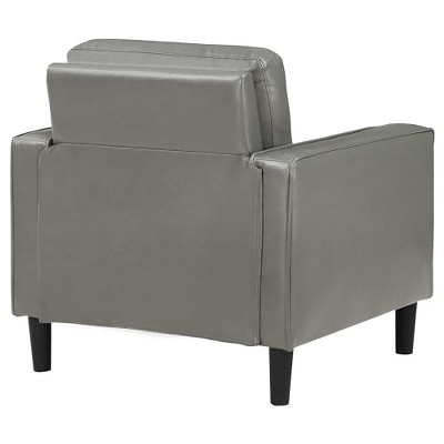 Ruth Dark Gray Faux Leather Wood Accent Chair