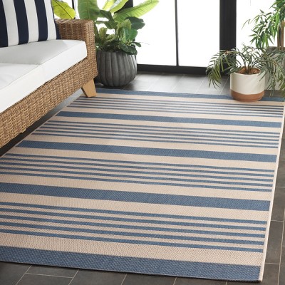 Gaylene 4' x 6' Blue and Beige Synthetic Rectangle Rug