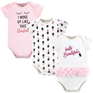 Little Treasure Baby Girl Cotton Bodysuits 3pk, Lipstick - 1 of 1