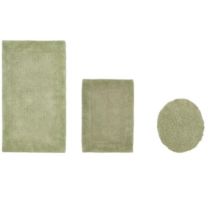 Edge Bath Rug 100% Premium Cotton Ultra-Soft Water Absorbent Tufted Solid Reversible 3 Piece Bathroom Rug Set for Machine Washable Bathmat