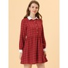 INSPIRE CHIC Women's Plaid Long Sleeve Button Contrast Point Collar Shirt Dress - 2 of 4