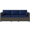 Outsunny Wicker Patio Couch, PE Rattan 3-Seat Sofa, Outdoor Furniture with Deep Seating, Cushions, Steel Frame - 4 of 4