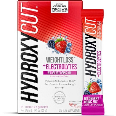 Hydroxycut Drink Mix, Wildberry Blast, 21 Travel-Size Packets, Zero Calories, Zero Sugar, Boost Metabolism, Burn Calories, Increase Energy
