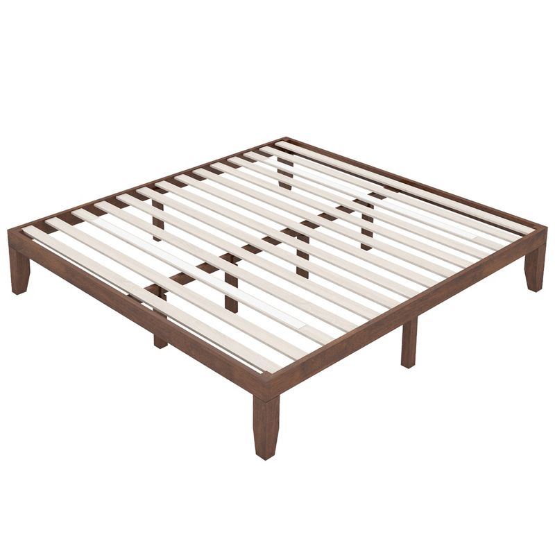 Costway King Size 14'' Wooden Bed Frame Mattress Platform Wood Slats Support EspressoNatural, 2 of 13