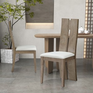Rustic Dining Chair with Cushions, Wood Legs Supports Upholstered Dining Room Chairs with High Back - 1 of 4
