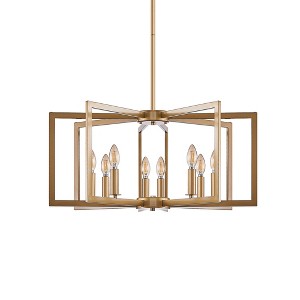 8-Light 27'' Square / Rectangle Candle-Style Geometric Chandelier Black for Dining Room, Kitchen or Hallway - 1 of 4