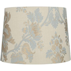 Springcrest 13" Top x 15" Bottom x 11" High x 11" Slant Print Lamp Shade Replacement Medium Gold Tapered Drum Traditional Floral Spider Harp Finial - 1 of 4