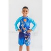 SPACE JAM Looney Tunes Buggs Bunny Daffy Duck Sylvester Little Boys Swim Rash Guard Swim Trunks Blue 4 - 2 of 4