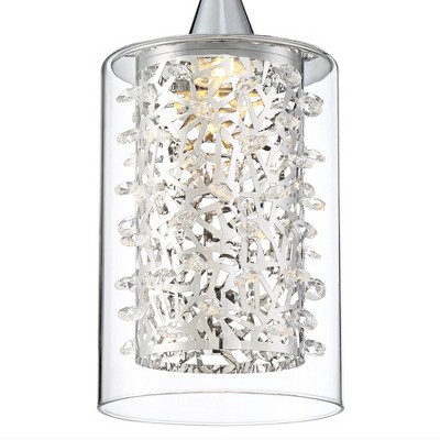 Enya Chrome and Glass 18" Mini Pendant with Dimmable LED