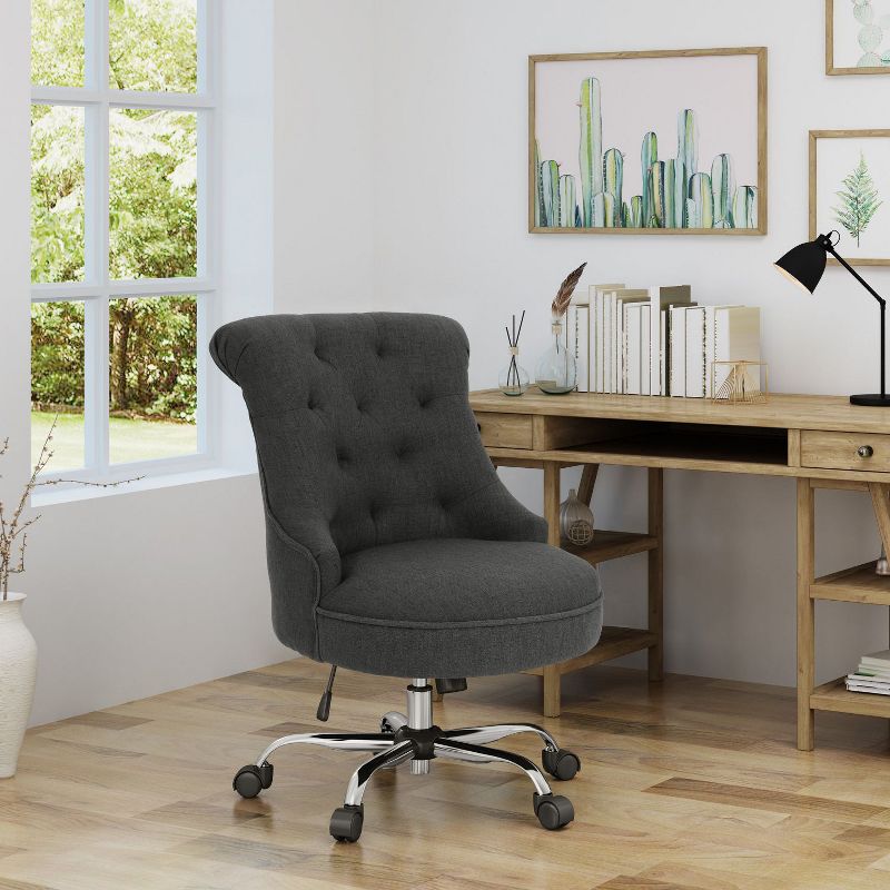 Small Office Computer Chair with Wheels, Comfy Cute Armlees Rolling Chair No Arm for Adult, Vanity Modern Home Chair-Maison Boucle, 1 of 11