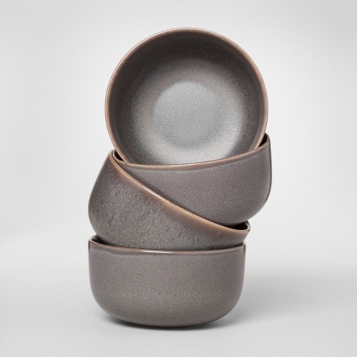 Tilley Stoneware Cereal Bowls 23oz Black Set of 4 Project 62 , Size