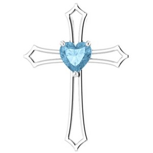 Pompeii3 7mm Blue Topaz Women's Heart Pendant in 14k Gold Necklace 7mm Tall - 1 of 4