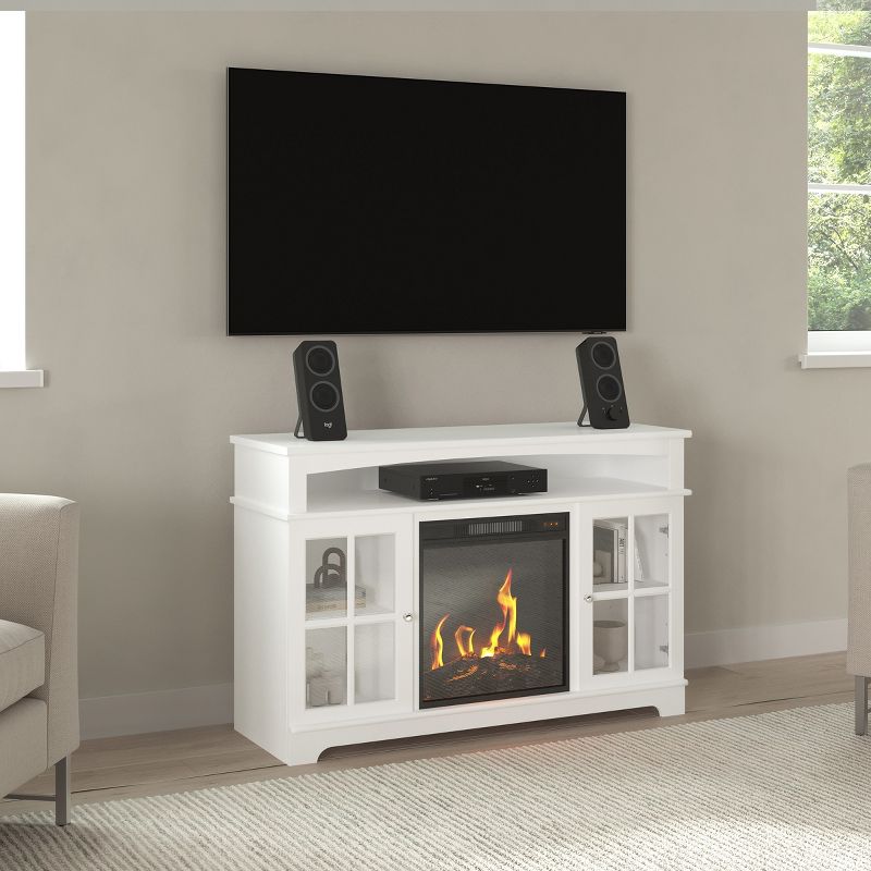 TV Stand with Electric Fireplace Fits TVs up to 50-Inches - Media Console with Storage Cabinet, Adjustable Heat, and LED Flames by Northwest (White), 5 of 13