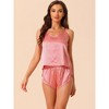 cheibear Women's Sliky Satin Sleeveless Cami Sleepwear with Shorts Lounge Pajamas Set - 3 of 4