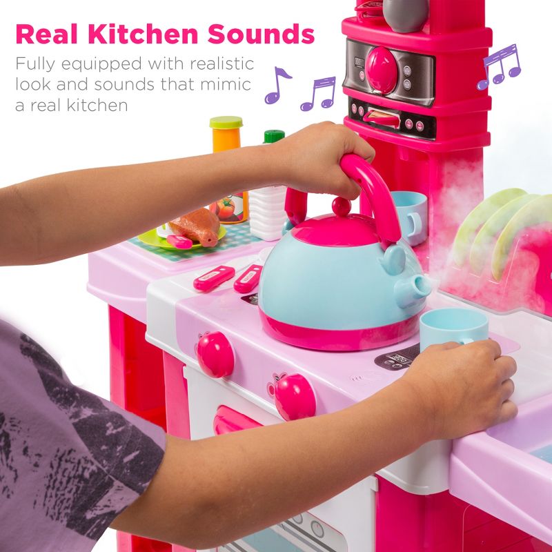 Best Choice Products Pretend Play Kitchen Toy Set for Kids with Water Vapor Teapot, 34 Accessories, Sounds, 4 of 8