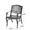 Outdoor Arched Aluminum Dining Chairs Set of 2,Weather-Resistant Mesh Patio Dining Chair,Lounge Arm Chairs for Deck or Backyard-Cuddlewood - 4 of 4