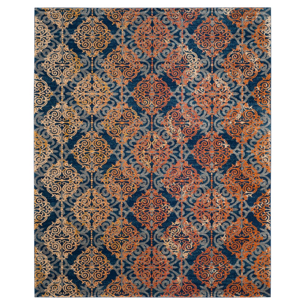 Blue/Orange Botanical Loomed Area Rug - (8'x10') - Safavieh