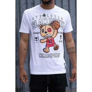 Slickblue Men's Bear Embroidery Short Sleeve T-shirt, Soft Stretch, Casual Tee, Street Style, White/Aqua, Size M-2XL - 1 of 4