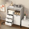 Sideboard with 3 Drawers, 1 Door & 1 Glass Door, Wood Storage Cabinet for Kitchen, Dining Room & Hallway, 33.46" x 15.74" x 47.2" - 3 of 4