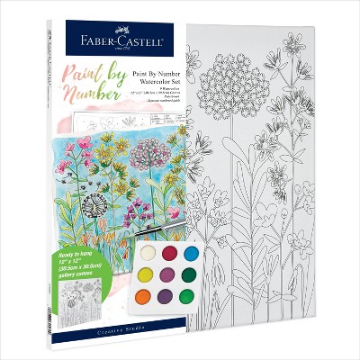 Faber-Castell Paint by Number Watercolor Set - Farmhouse: Craft Kit for Adults & Kids, Includes Paint Palette & Brush