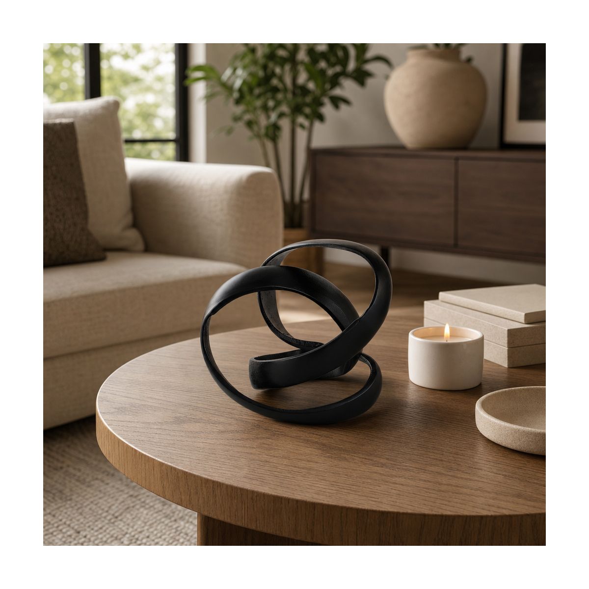 Decorative Aluminum Knot Sculpture for Home Decor - Modern Ornaments Figurine for Bathroom, Office, and Living Room Decor